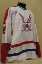 Dubuque Fighting Saints #19  Worn the final season by Dubuque's Chad Damerow. More info to follow.  Any additional information from you would be great!!!