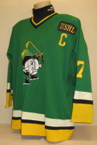 Drew Hale #7 Away "C" 95-96  This sweater was worn by captian Drew Hale during the 95-96 season. NNOB and was made by Athletic Sewing. 