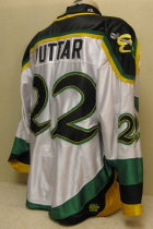 Darryl Buttar #22 1997-98  Worn by Darryl Buttar during the 97-98 season. Shoulder patches, NOB & USHL chest crest on great "Dazzle" material. This homer was made by Gemini and is a size 54.