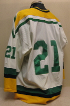 1992-93 Jesse Monell #21 Worn by Sioux City native Jesse Monell. Jesse played three seasons for the Musketeers.  This on is from the 92-93 season. NNOB, USHL chest patch, this one is made by Althletic Sewing and is sixed XXL.