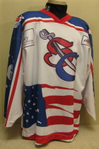 Mike Ramirez  01-02. USA 9/11 Tribute Jersey.  This one was worn by Mike Ramirez. These were worn on a single night and were auctioned at the completion of the game. These are made by OT Sports and is a size XXL.